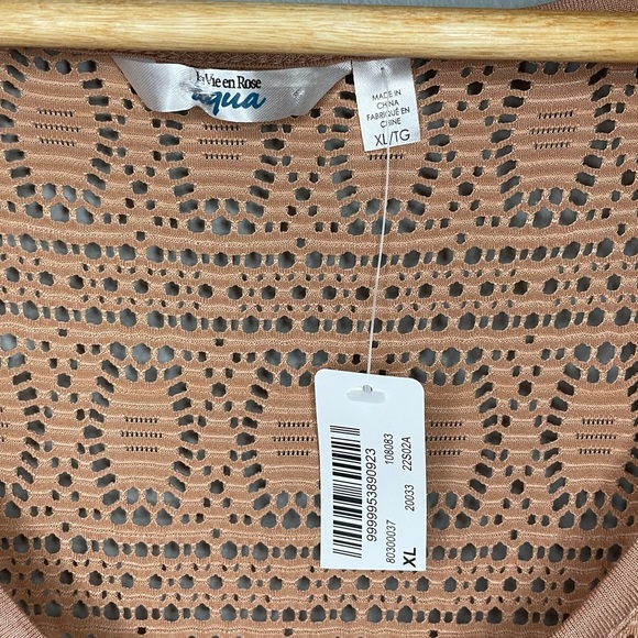 NWT La Vie en Rose Crochet Maxi Dress Beach Cover Up XL Brown - Picture 9 of 10